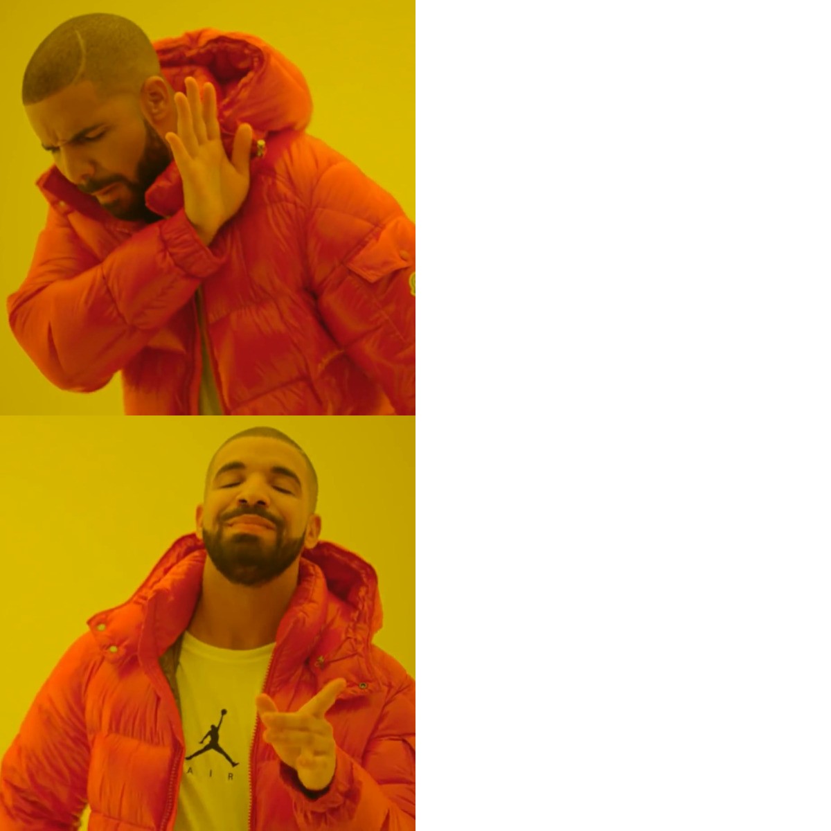 Drake Hotline Bling meme about Crowned Skin