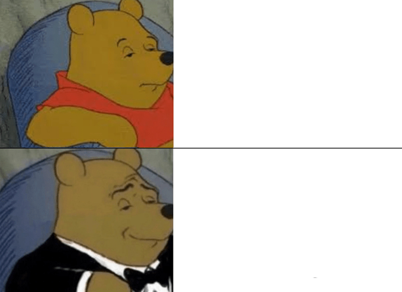 Tuxedo Winnie The Pooh meme about Crowned Skin