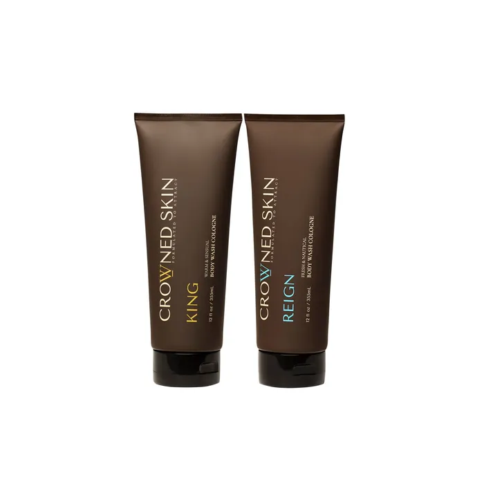 King and Reign Cologne-Infused Body Wash tubes side by side